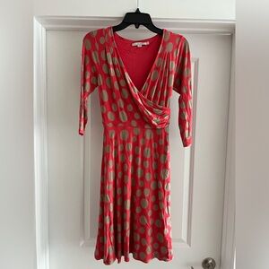 Boden Women’s Rosebury Red Polka Dot Faux Wrap Dress Size 4R